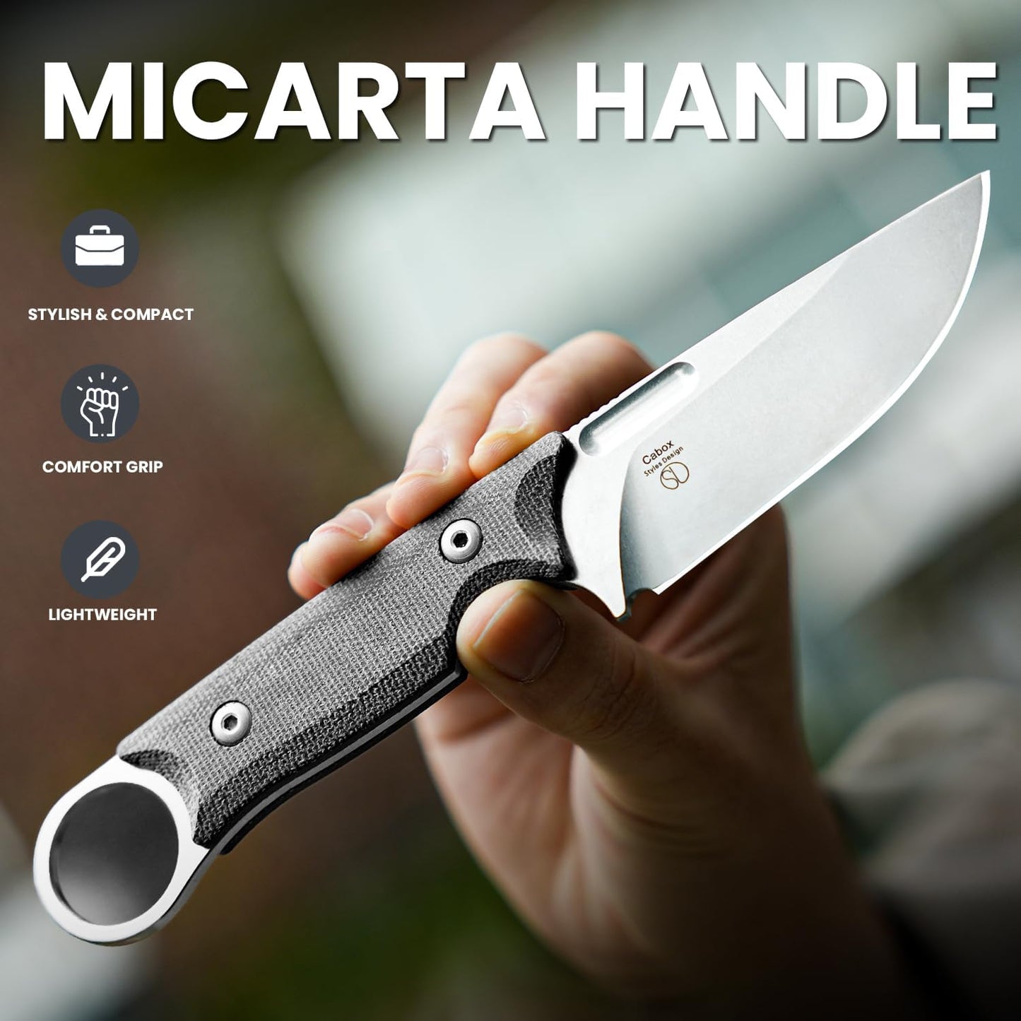 Cuchillo de caza Cabox 3.35pulg acero D2 mango micarta