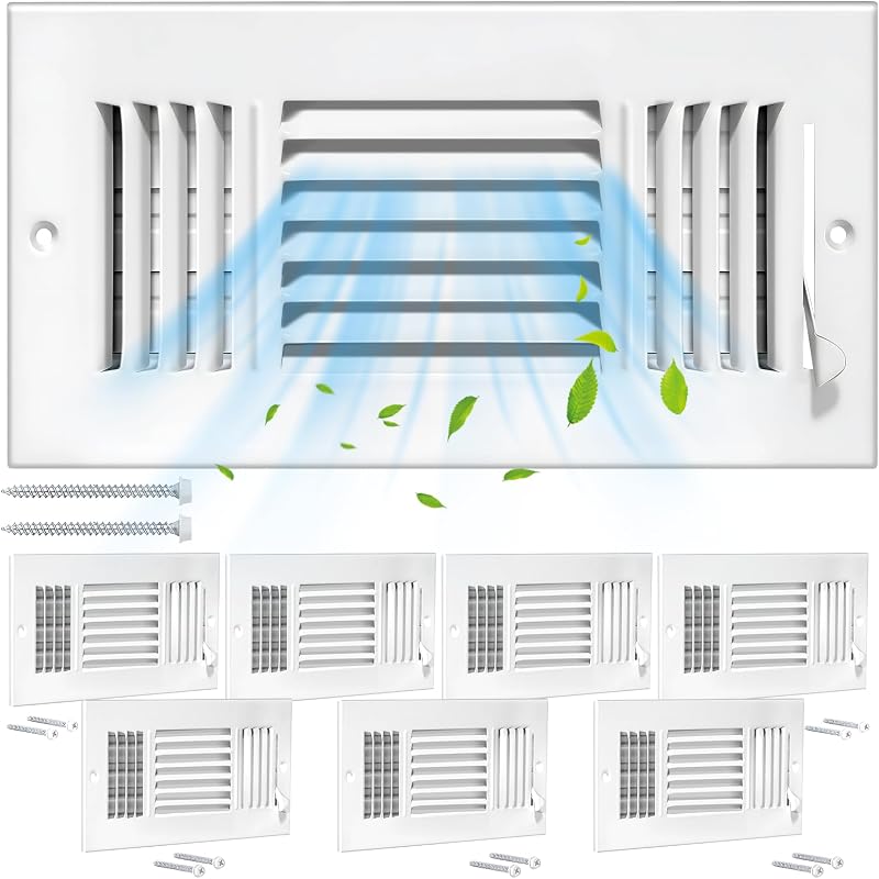 8 Pzas Registro Aire Metal Sólido 3 Vías Ventilación Blanco