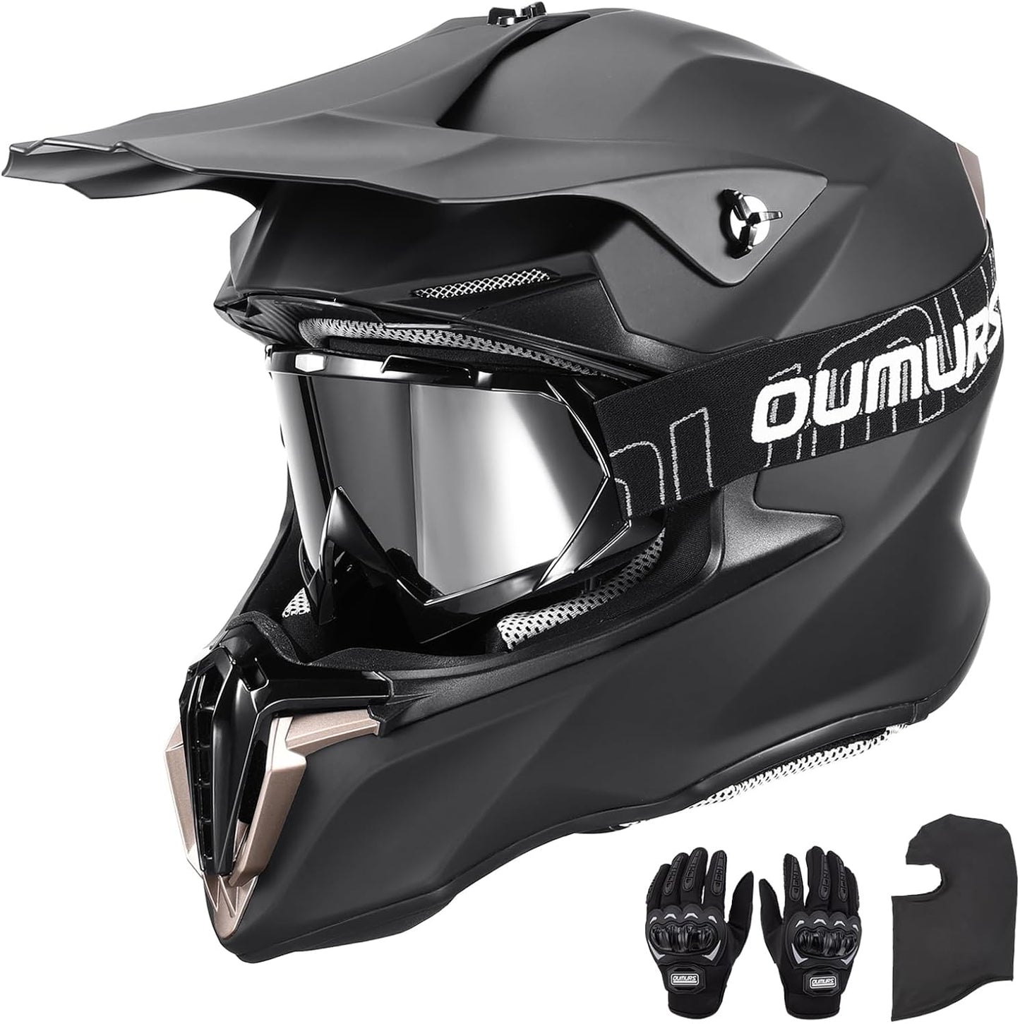 Casco motocross para adultos con gafas y visera solar