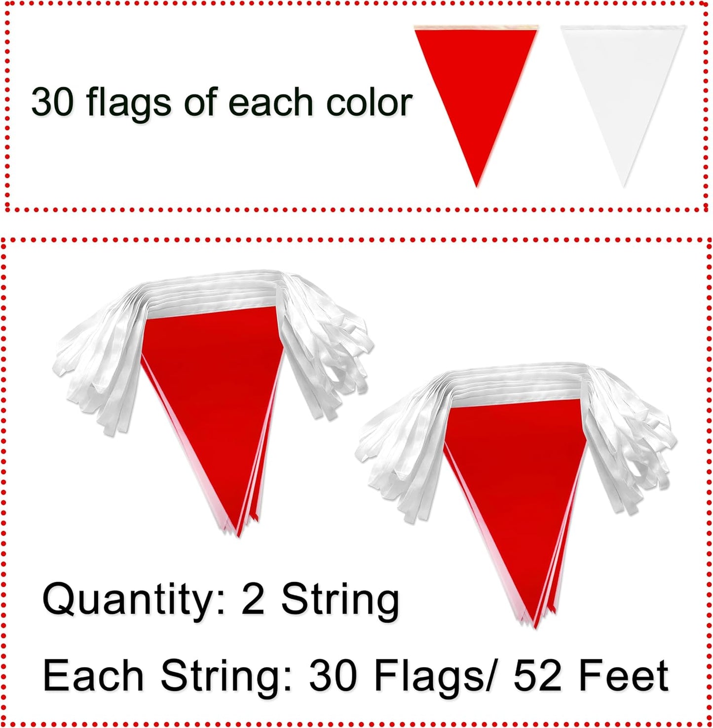 Banderines rojo blanco 60uds para eventos al aire libre