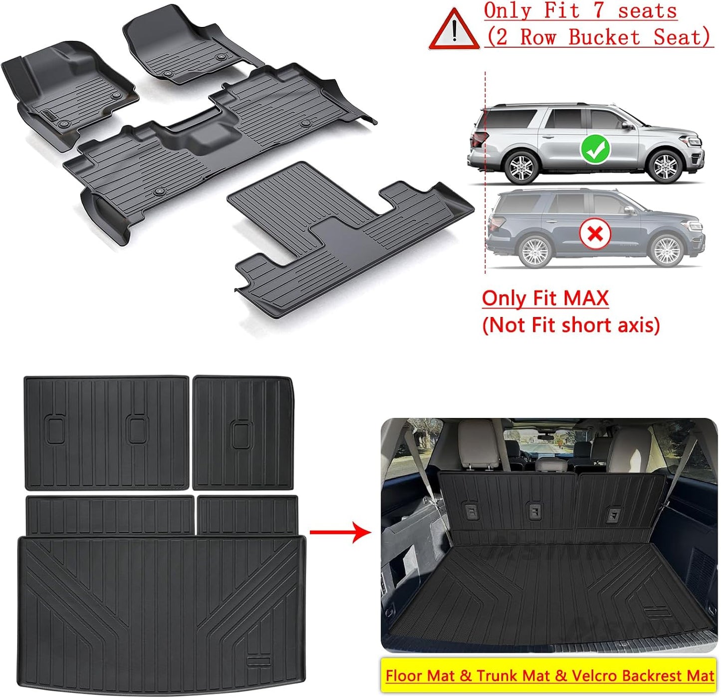 Alfombrillas piso Ford Expedition Max 18-24 TPE 3 filas