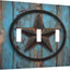 Placa triple interruptor madera rústica estrella Texas