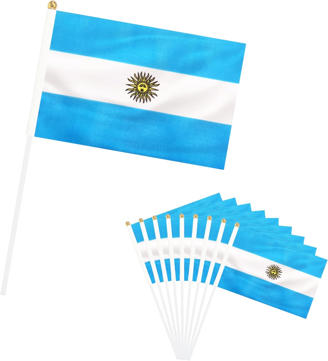 25 Banderas Argentinas con Poste 11.8pulg 5.5x8.2pulg Eventos