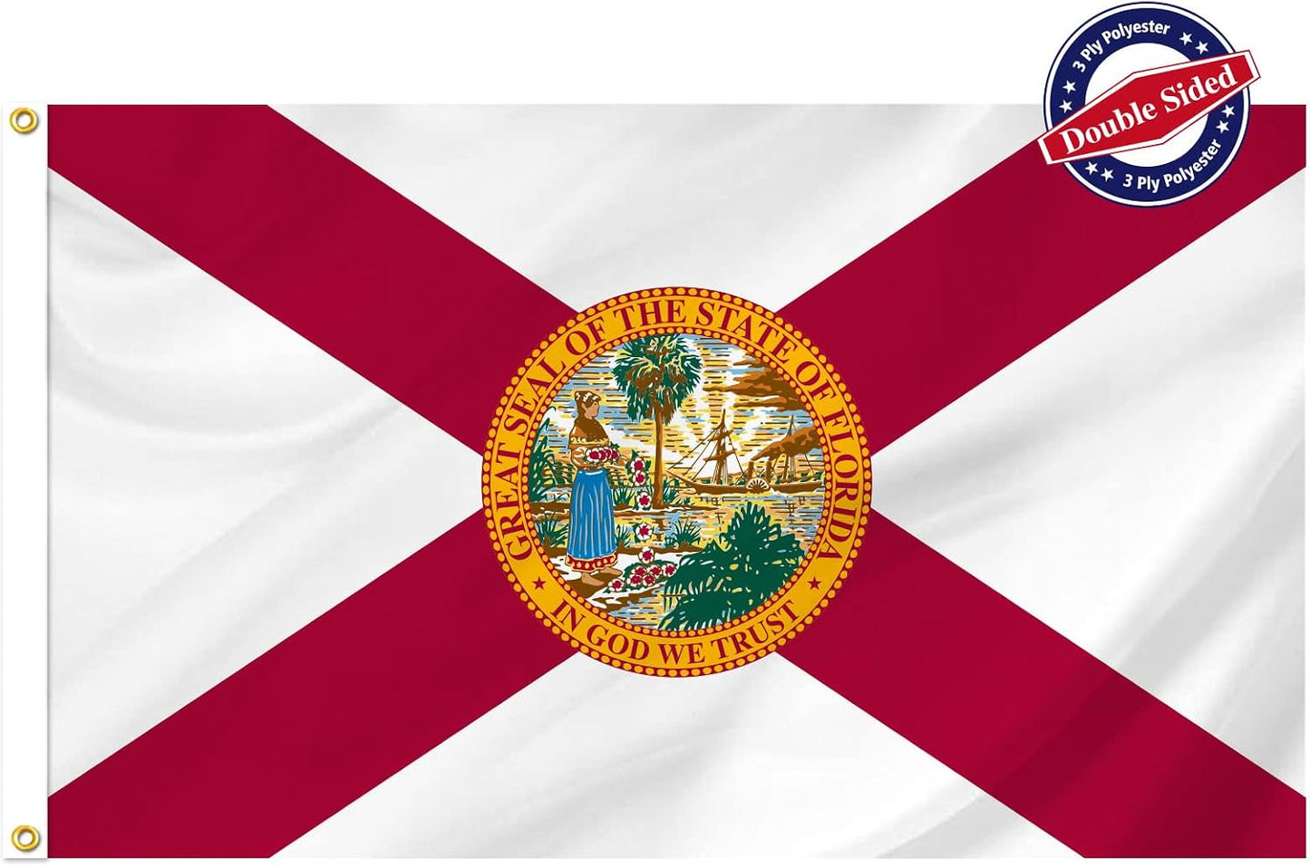 Bandera Florida 3x5ft doble cara 3 capas ojales latón