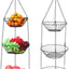 2 Cestas Frutas 3 Niveles Cadena Metal Pared Almacenamiento
