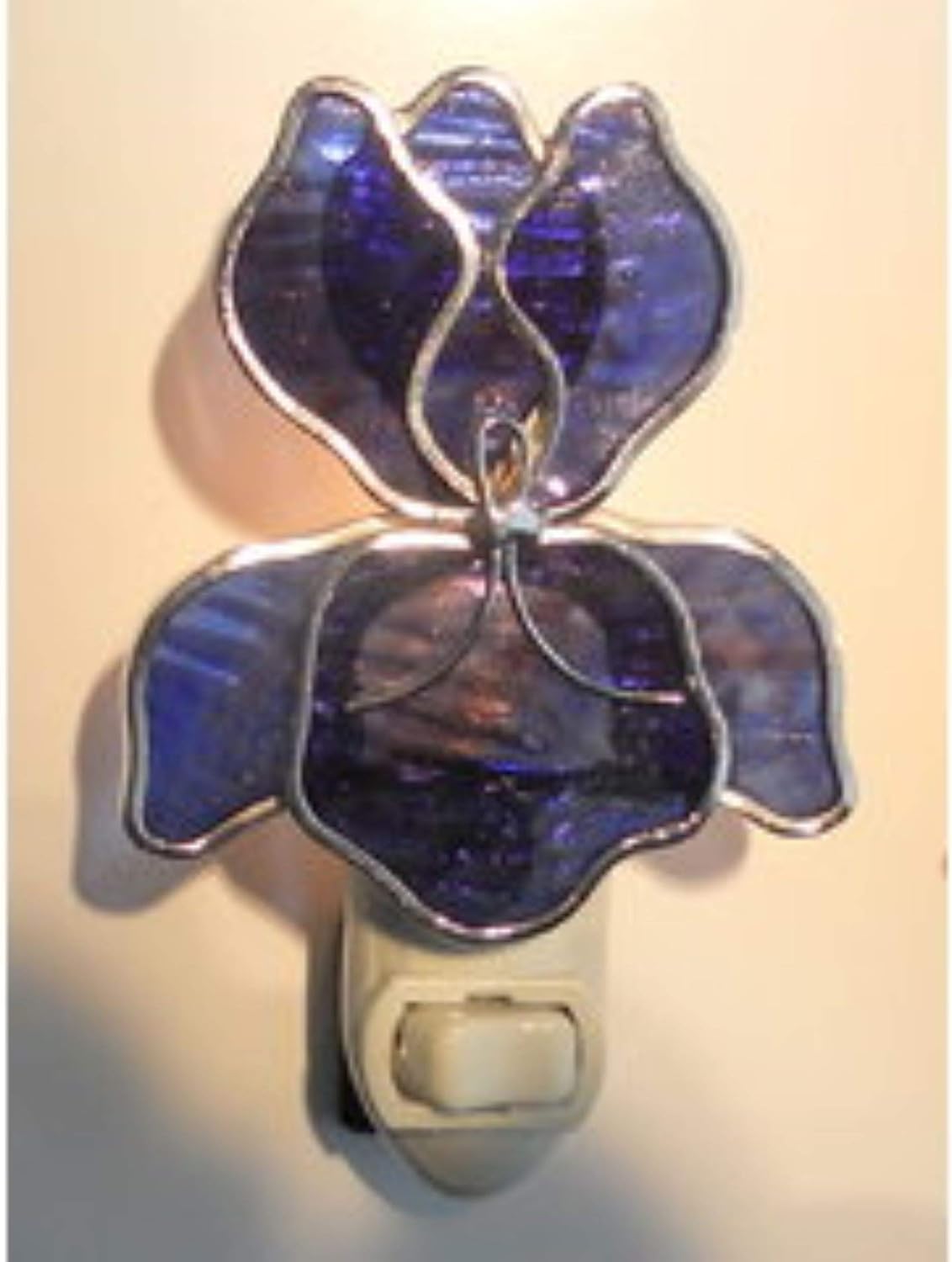 Luz nocturna floral púrpura cristal plateado 5W enchufable