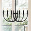 Candelabro negro hierro 27" 6 luces comedor isla cocina
