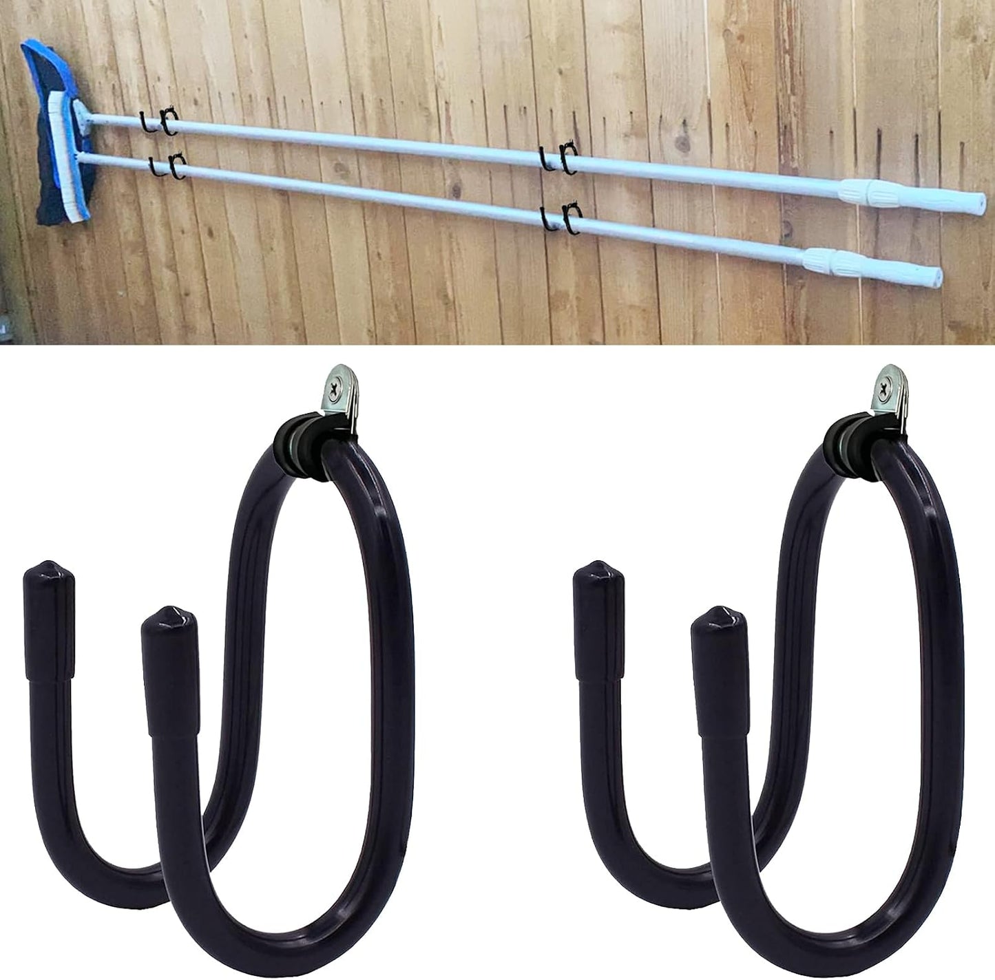2 Ganchos para postes piscina y organizador herramientas limpieza