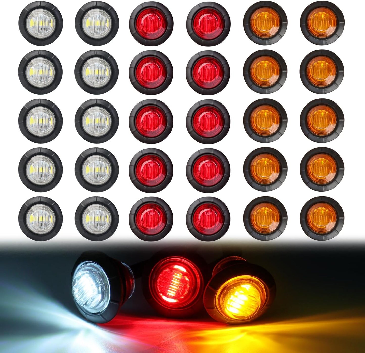 30 Pzas Luces Ámbar Rojas Blancas LED Delanteras Traseras
