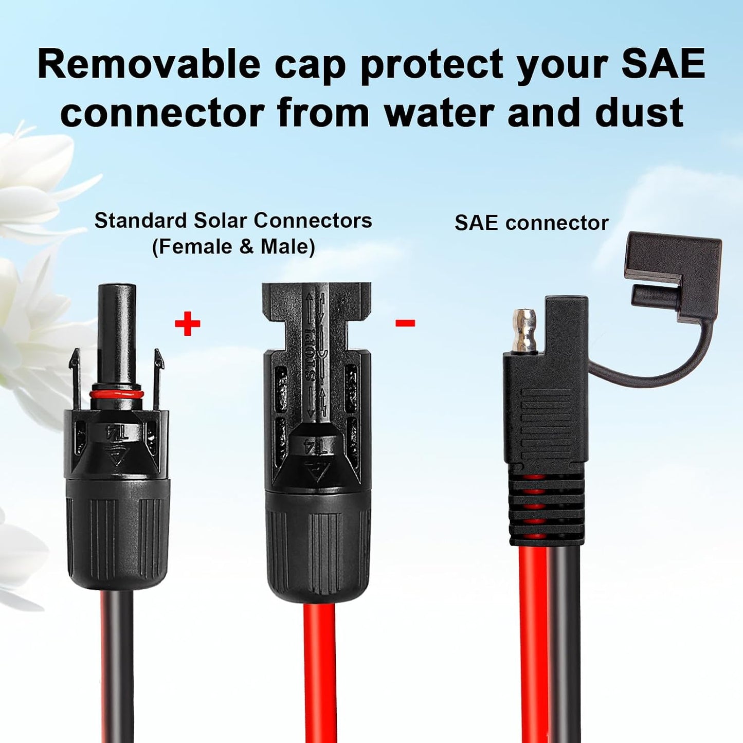 Cable adaptador solar SAE 10 AWG 5 pies para auto caravana