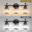 Lámpara tocador cristal 3 luces vertical negra para baño