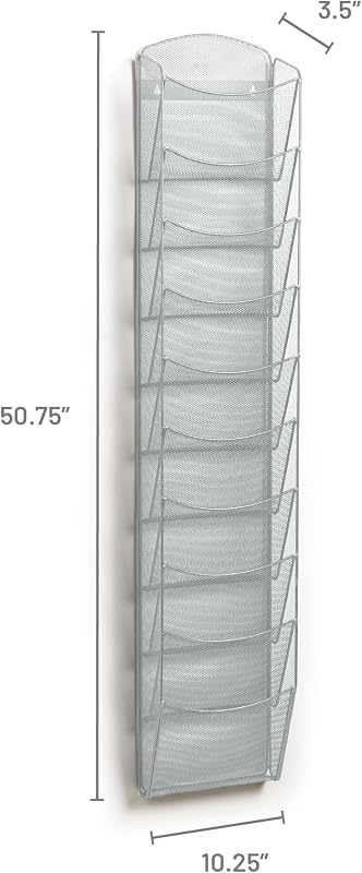 Revistero pared 10 bolsillos acero inox 5579SL plateado