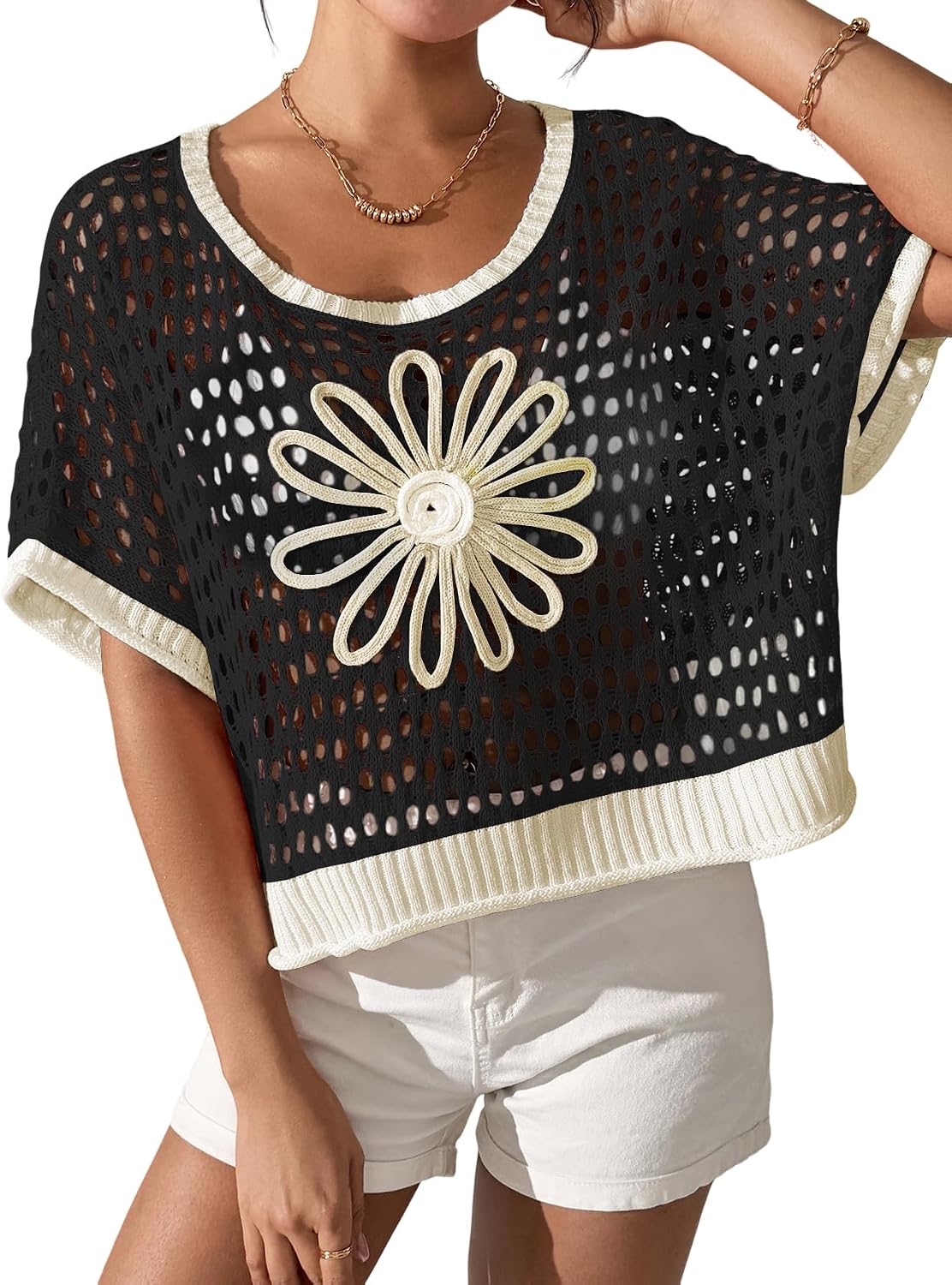 Top ganchillo verano mujer bohemio con huecos playa