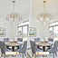 Candelabro dorado 7 luces moderno con pantallas vidrio textura