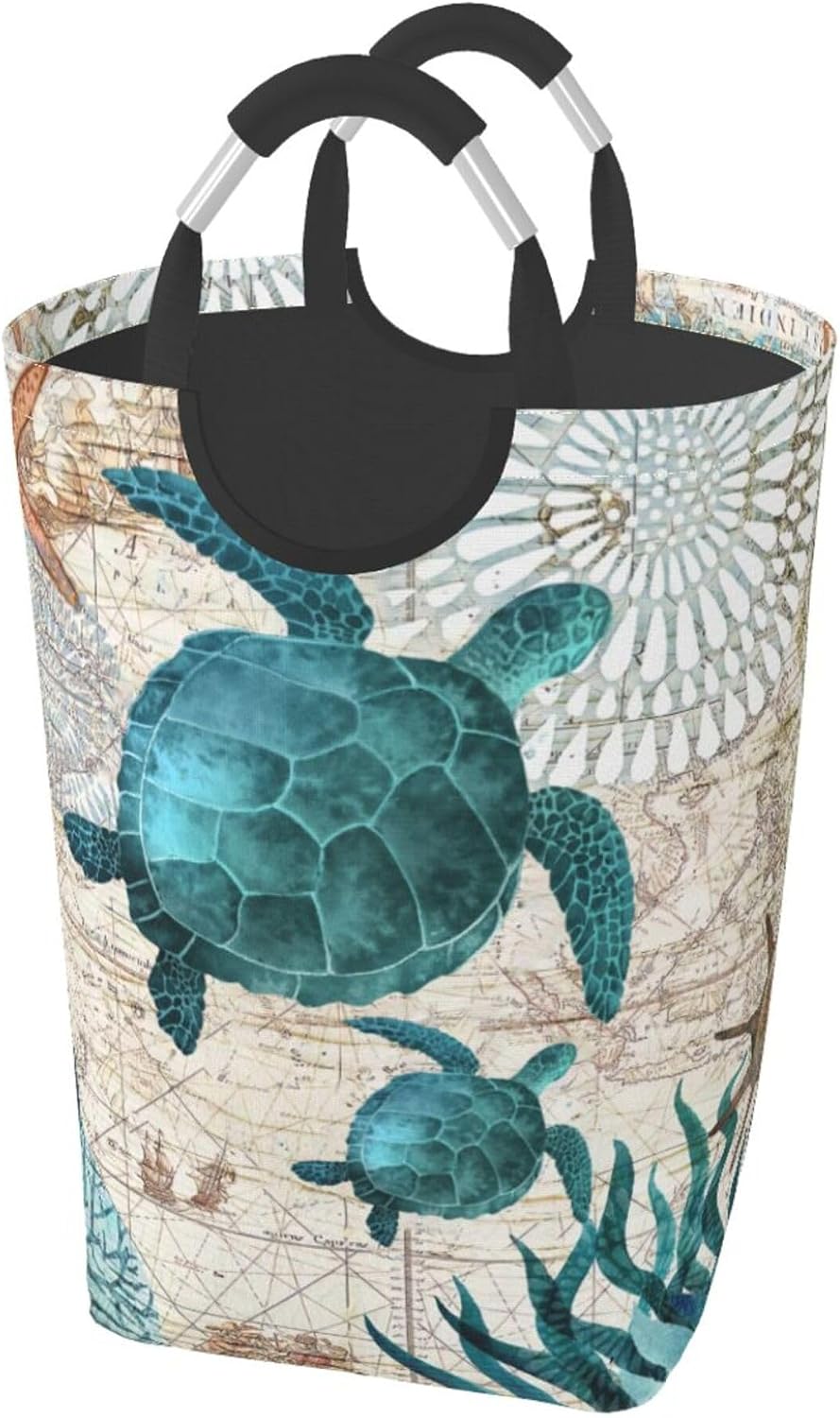 Cesta lavandería plegable tortuga marina 50 litros