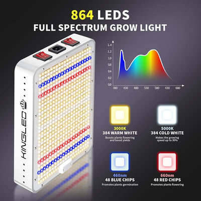 Luz LED King Plus 600-1000W espectro completo para