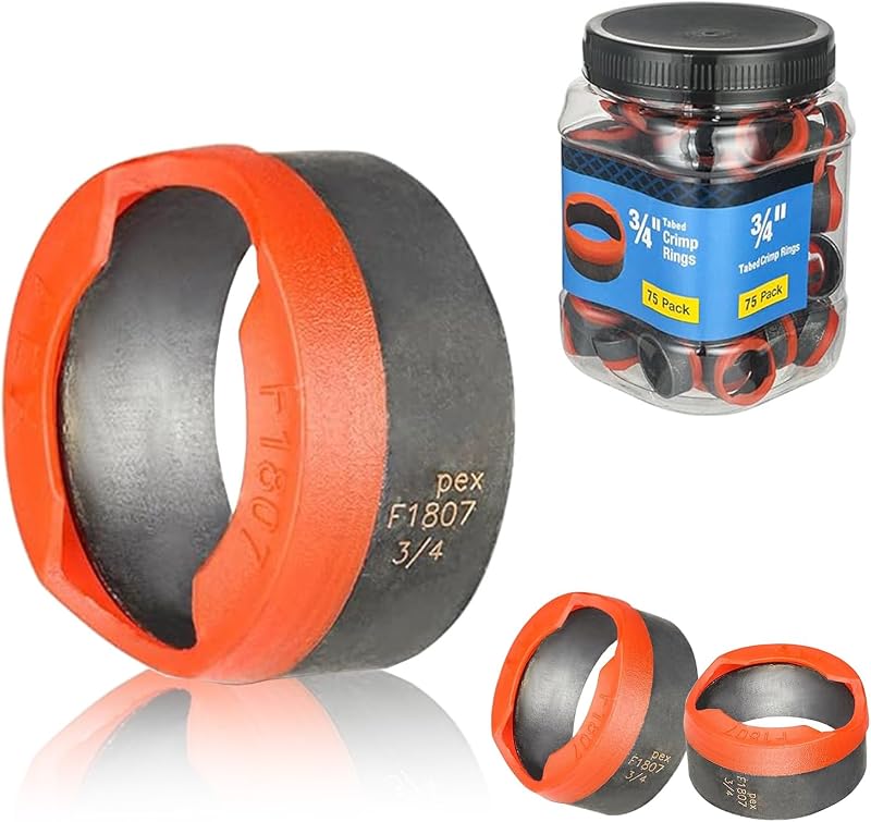 75 Pzas Anillo PEX-B 3/4" Tope Lengüetas Negro