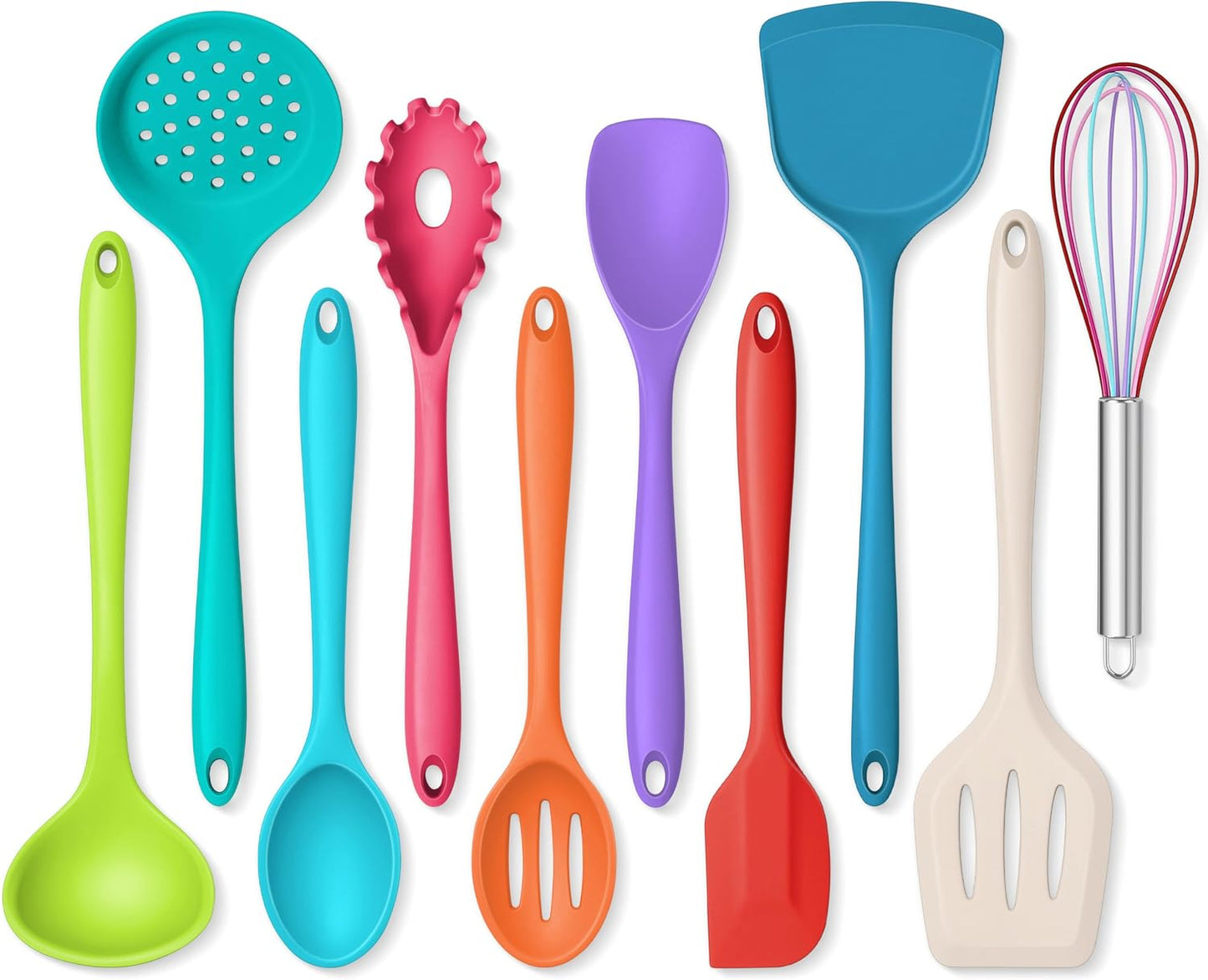 Set 10 Pzas Utensilios Silicona Antiadherente Colorido
