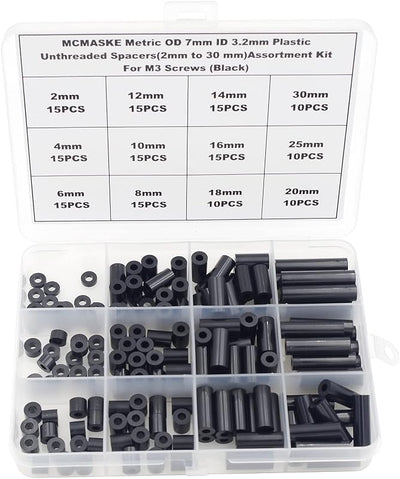 Kit espaciadores plástico métrico 7mm DI 3.2mm negro