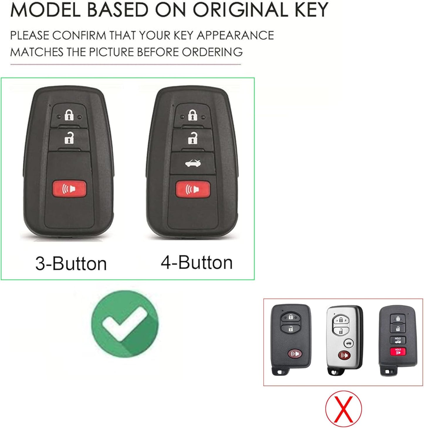 Funda llavero cuero 4 botones para Toyota RAV4 Camry Corolla