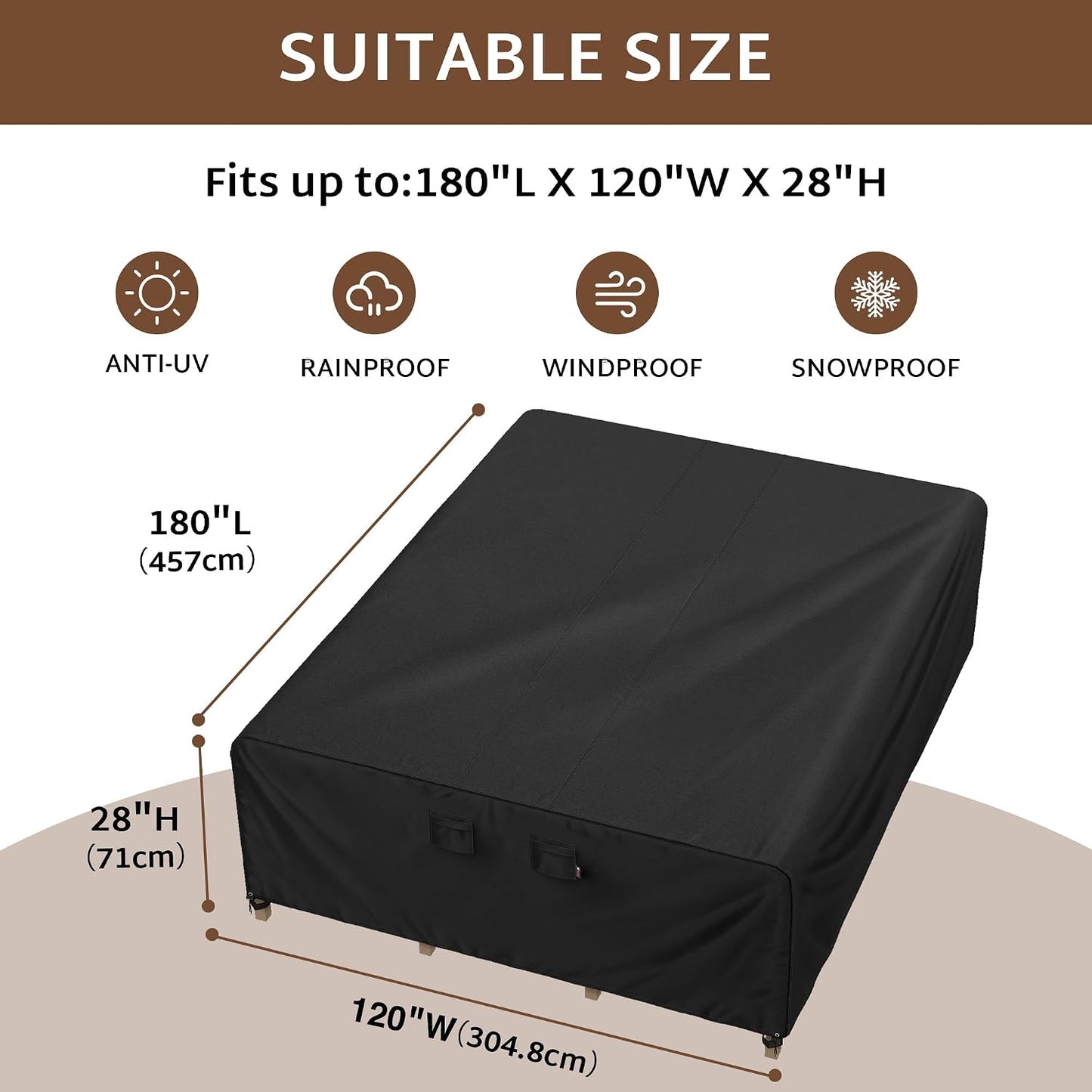 Fundas para muebles exterior 180x120pulg 600d impermeable
