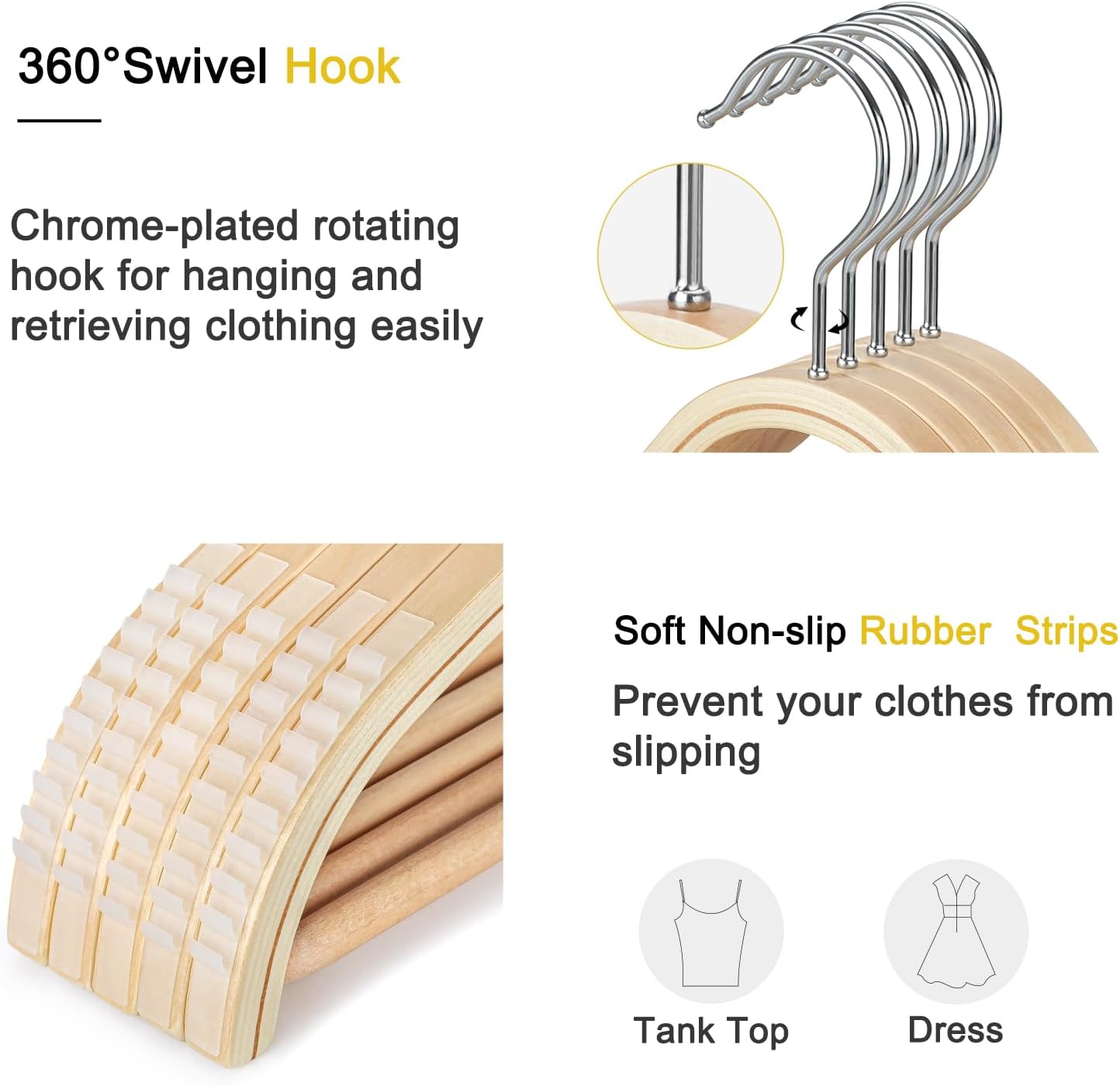 Perchas madera antiderrap suéter pack 30