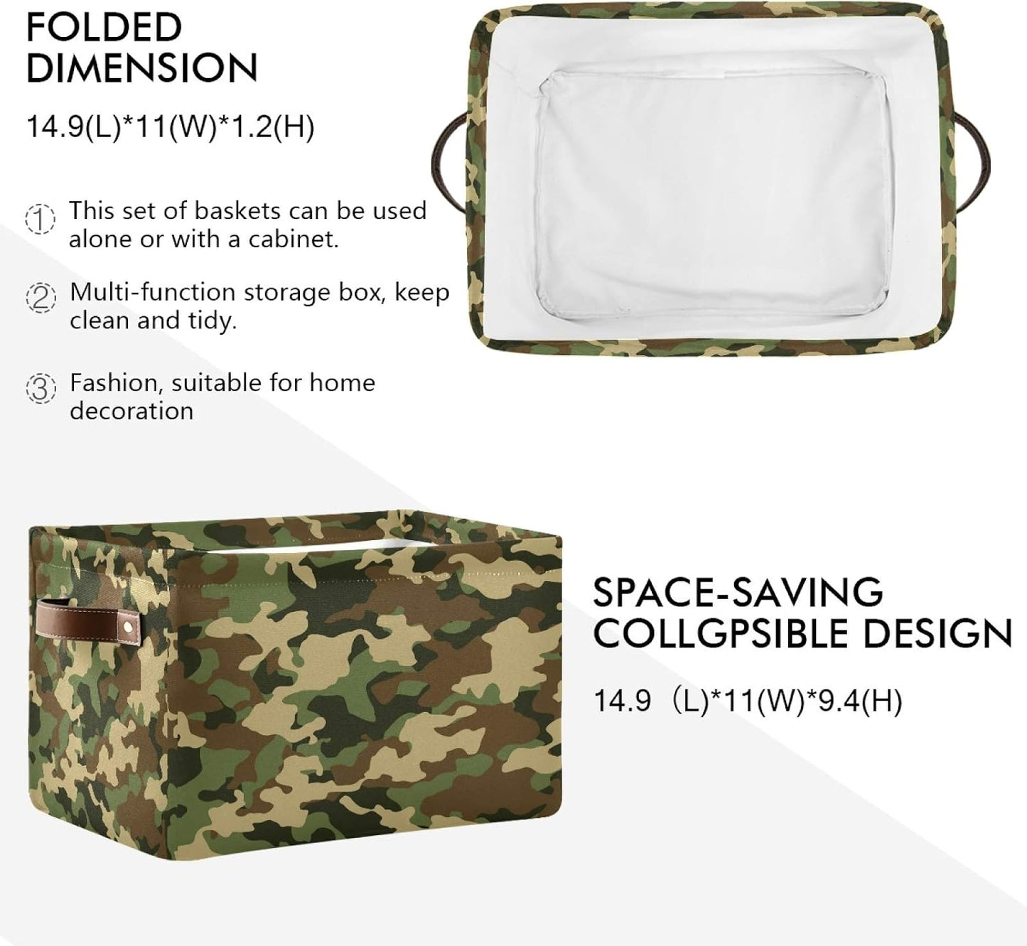 Cesta camuflaje plegable lona para juguetes