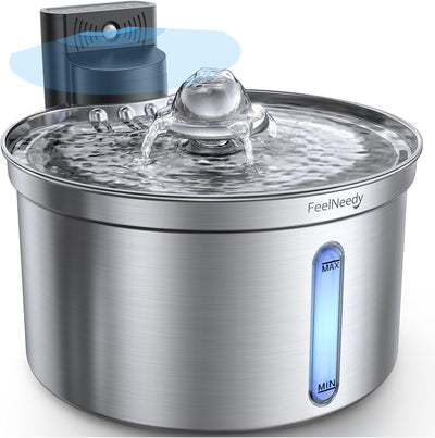 Fuente agua gatos acero inox 3.5l filtro XL batería 4000mah