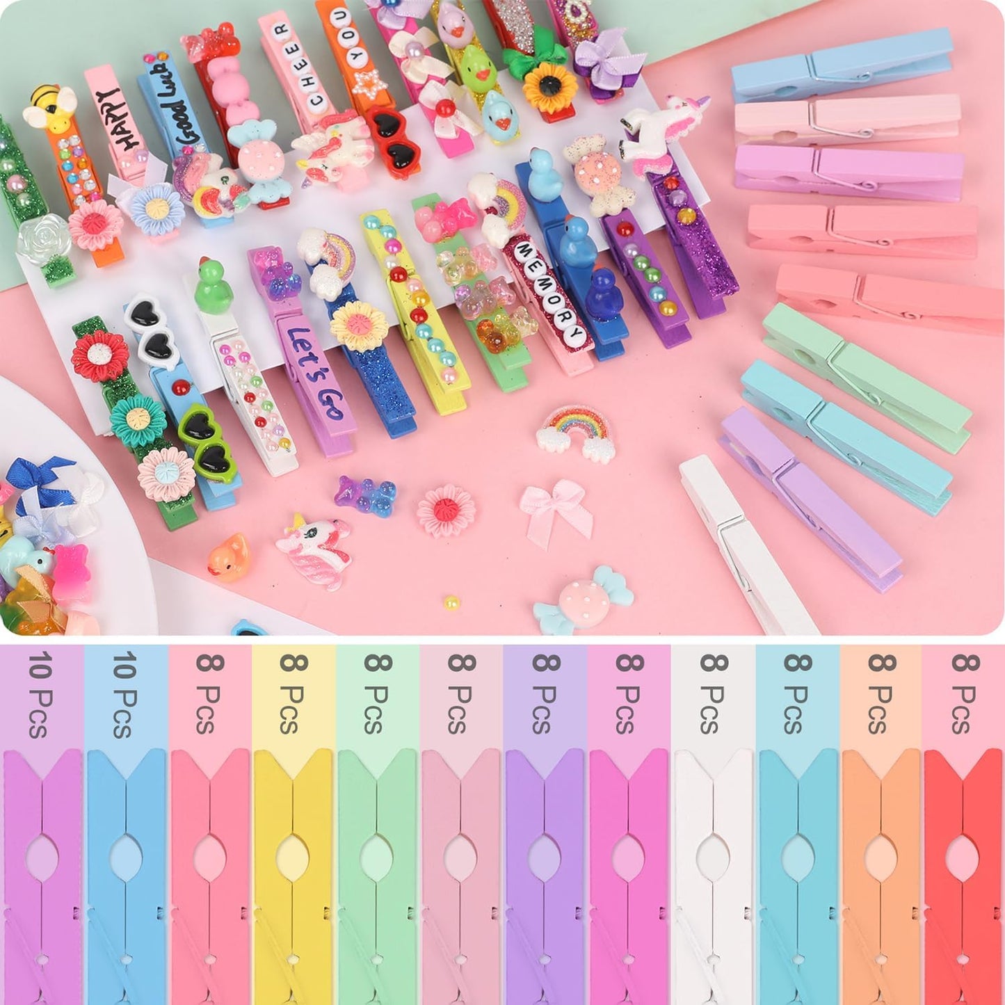 Pinzas madera coloridas para ropa decorativa 100 uds