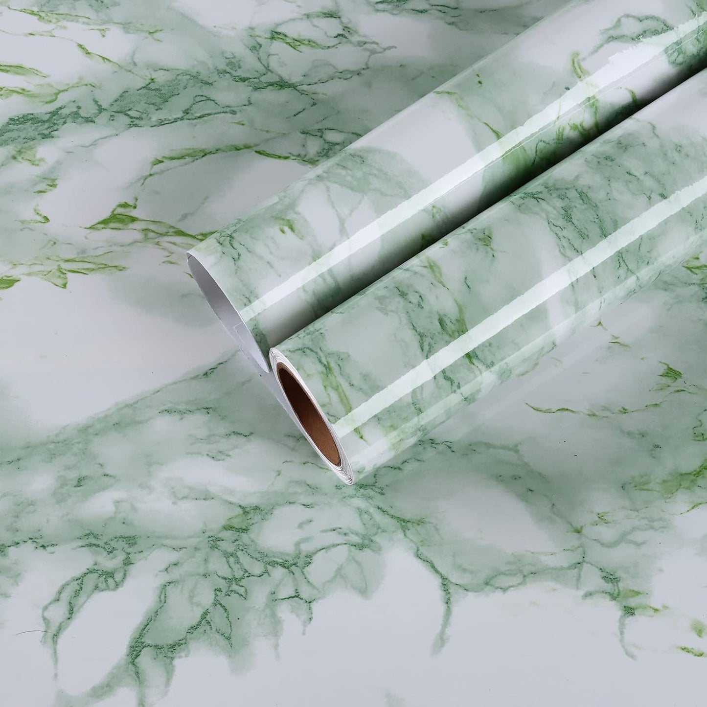 Papel contacto mármol verde brillante impermeable encimera