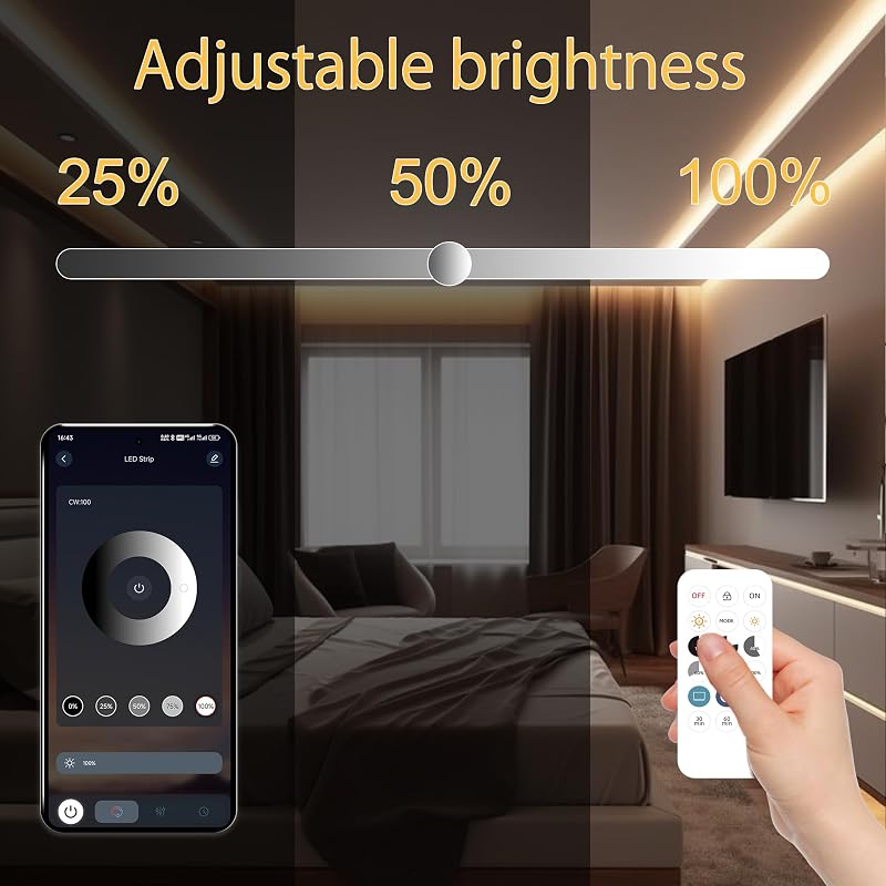 Tira LED COB 65.6" blanco cálido 320 LED control remoto