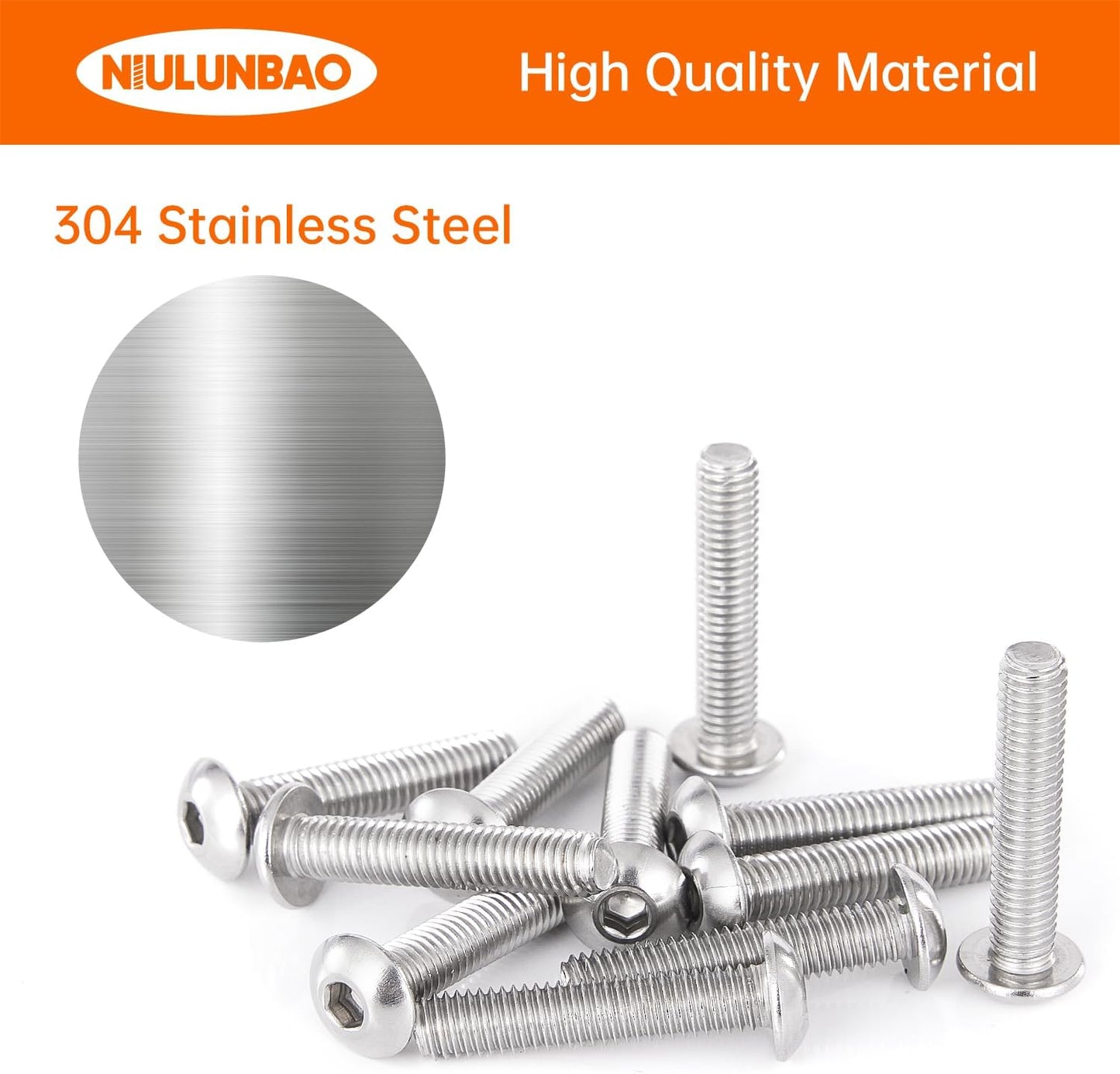 Tornillos M5 acero inox 304 cabeza botón 50uds