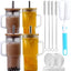 Vasos vidrio acanalados con tapa popote bambú 24oz