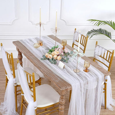 Mantel de gasa blanco 120 pulgadas tela tul transparente para boda y eventos