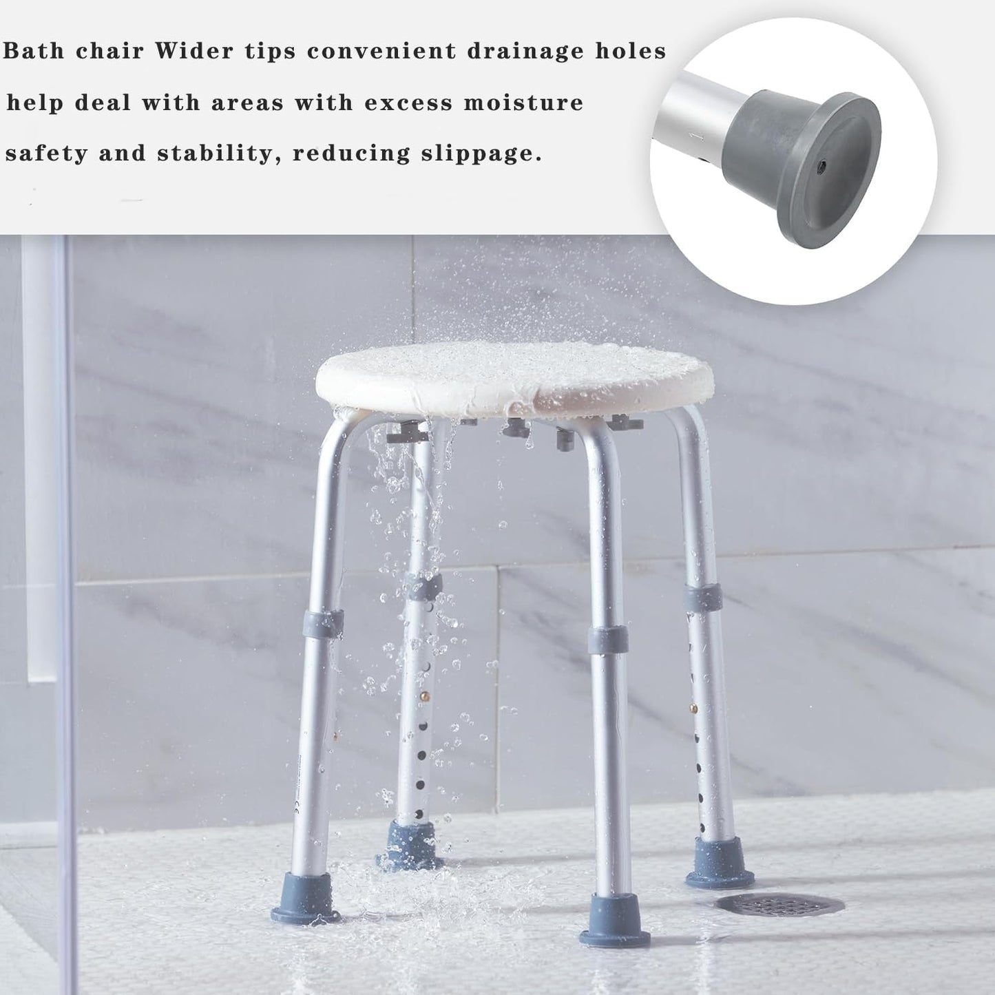 Patas antideslizantes para silla ducha 1-1/8pulg pack 4 gris