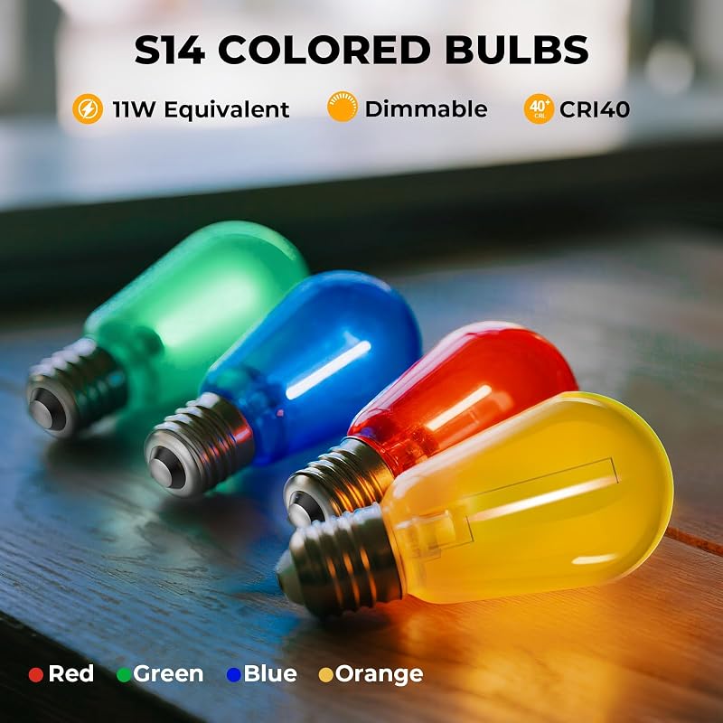 36 Bombillas LED S14 E26 1W 2200K Blanco Cálido Regulables