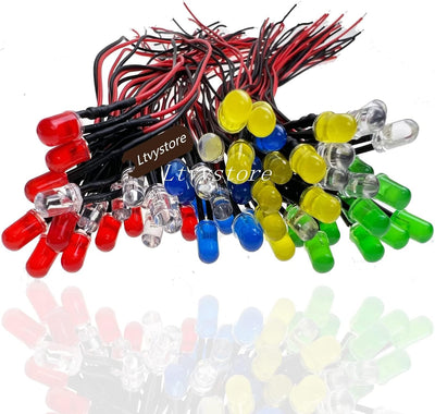 60 Pzas LED 3mm 9V pre-cableado plástico clip