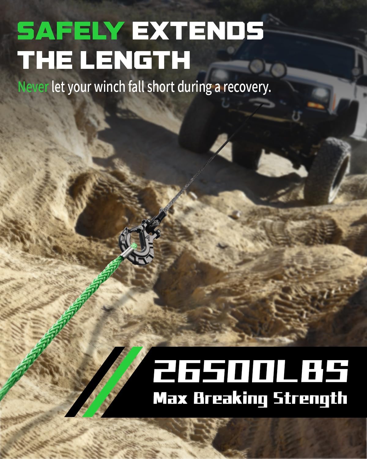 Extensión cuerda cabrestante 3/8" x50ft 26500lb ATV