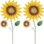 2 Pzas Estacas Girasol Metal Jardín 33pulg Decoración