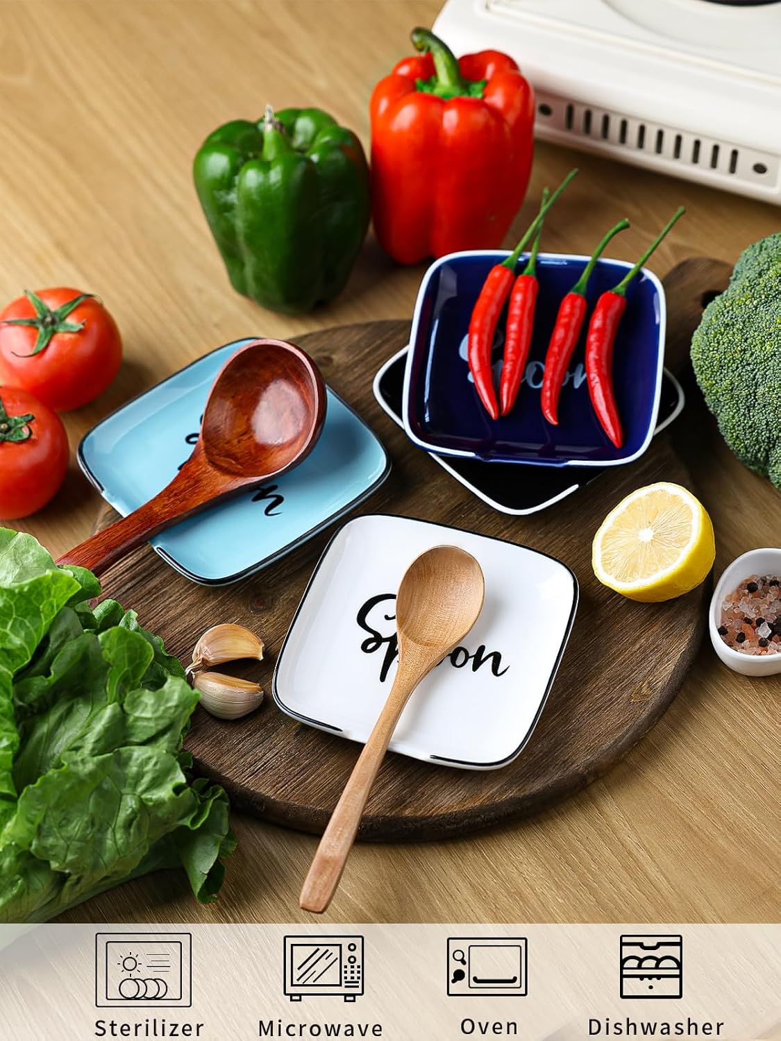 Soporte cuchara cerámica 4.75pulg encimera cocina