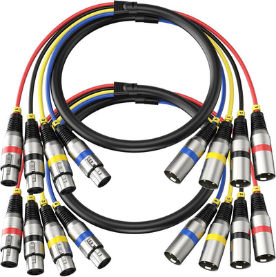 2 Cables XLR 3pies 4 Canales Macho a Hembra Profesional