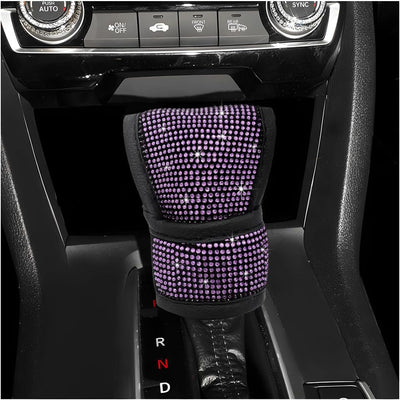 Funda palanca cambios coche cuero con diamantes