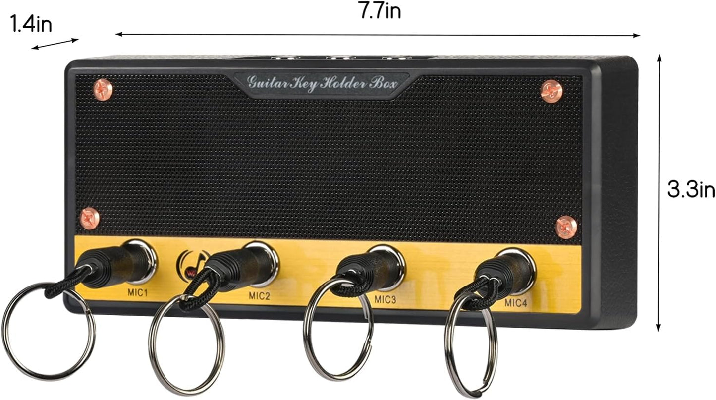 Caja llaves guitarra con ganchos y kit montaje pared