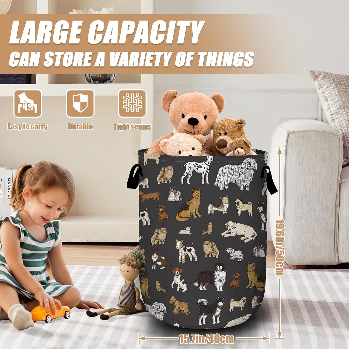 Cesta lavandería plegable para perros 15.7x19.6