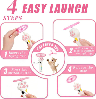Lanzador discos voladores para gatos y perros con 10 discos