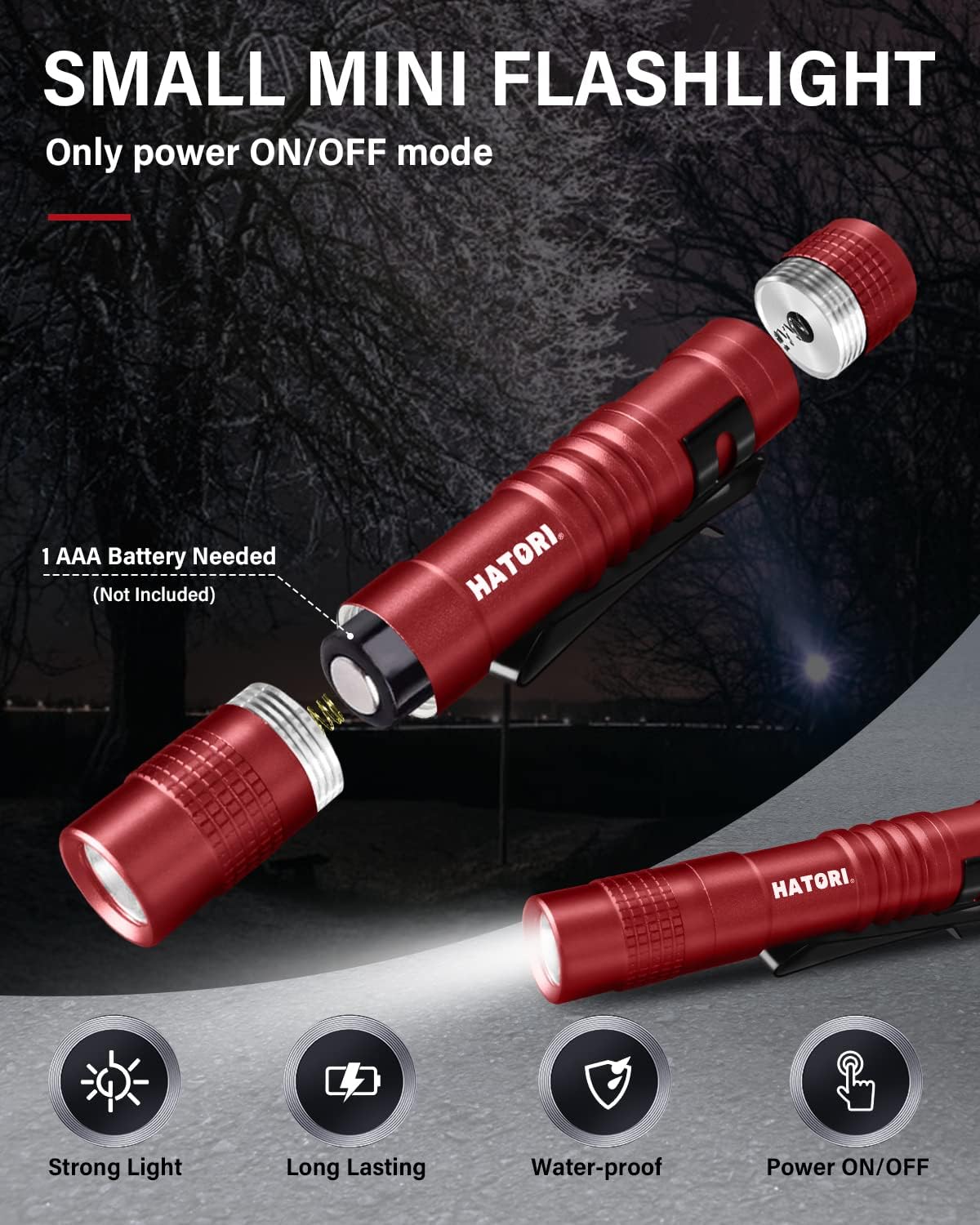 Linterna LED mini con luz flash de alta lumen para emergencias