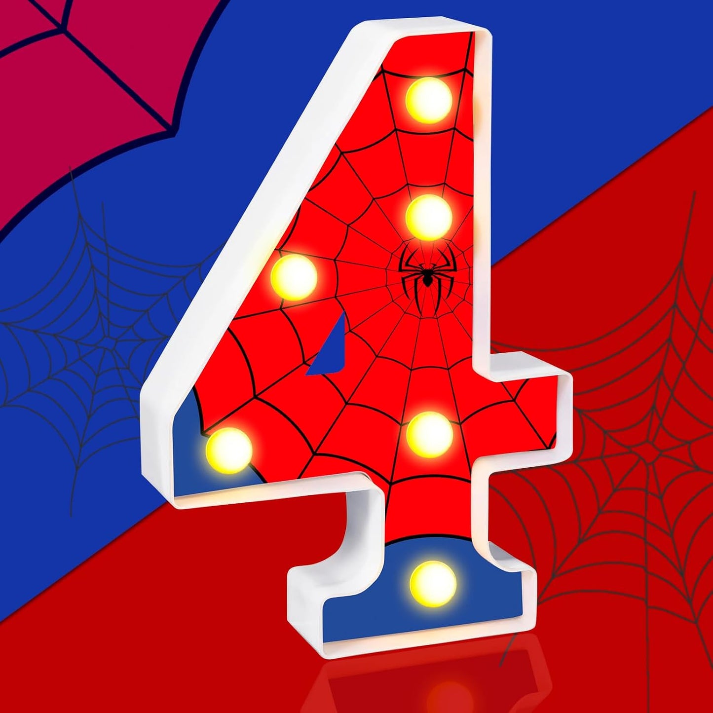 Decoración fiesta cumpleaños araña números LED iluminados 4