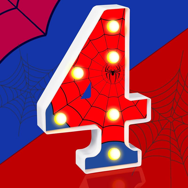 Decoración fiesta cumpleaños araña números LED iluminados 4