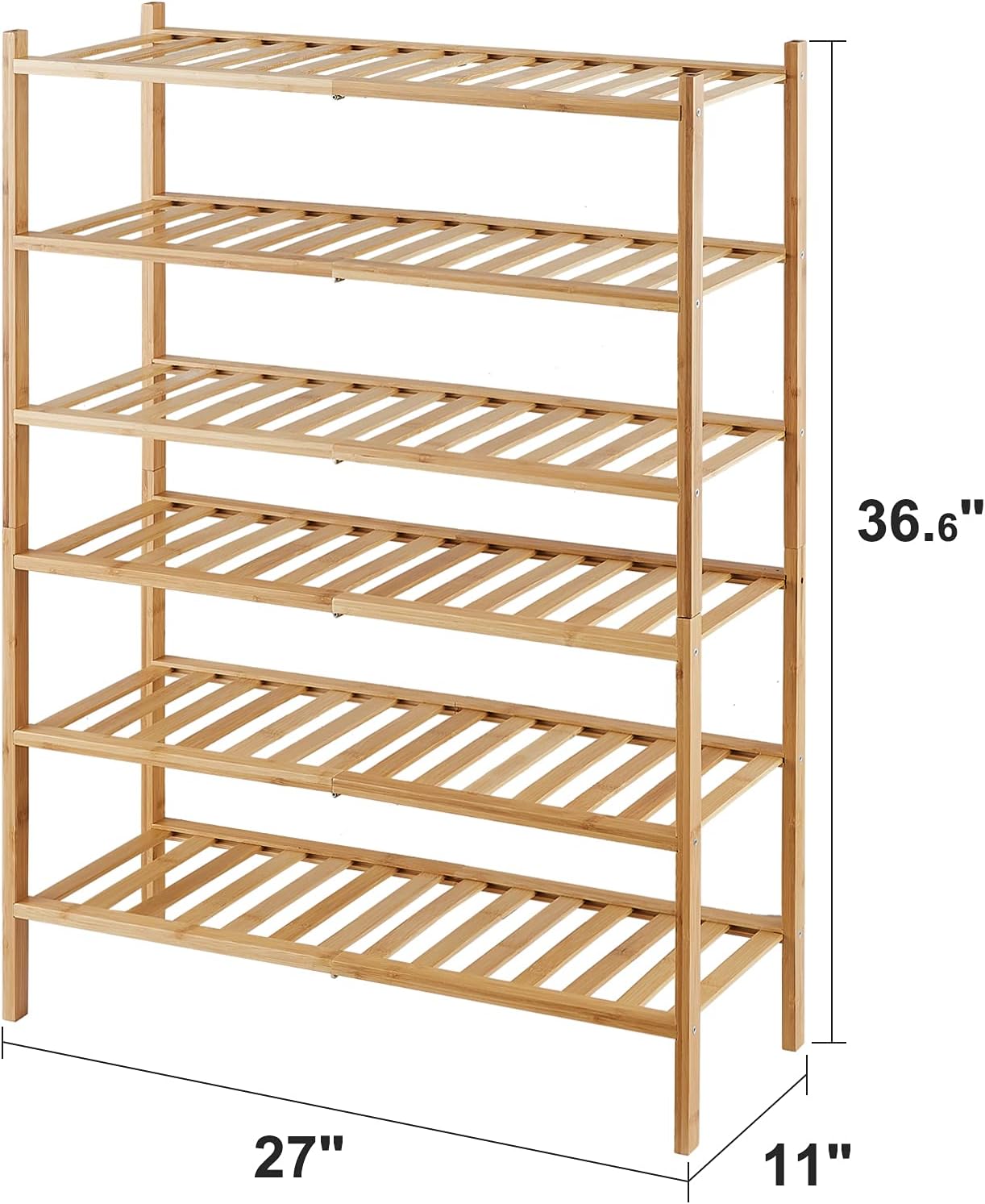 Zapatero bambú 6 niveles apilable plegable