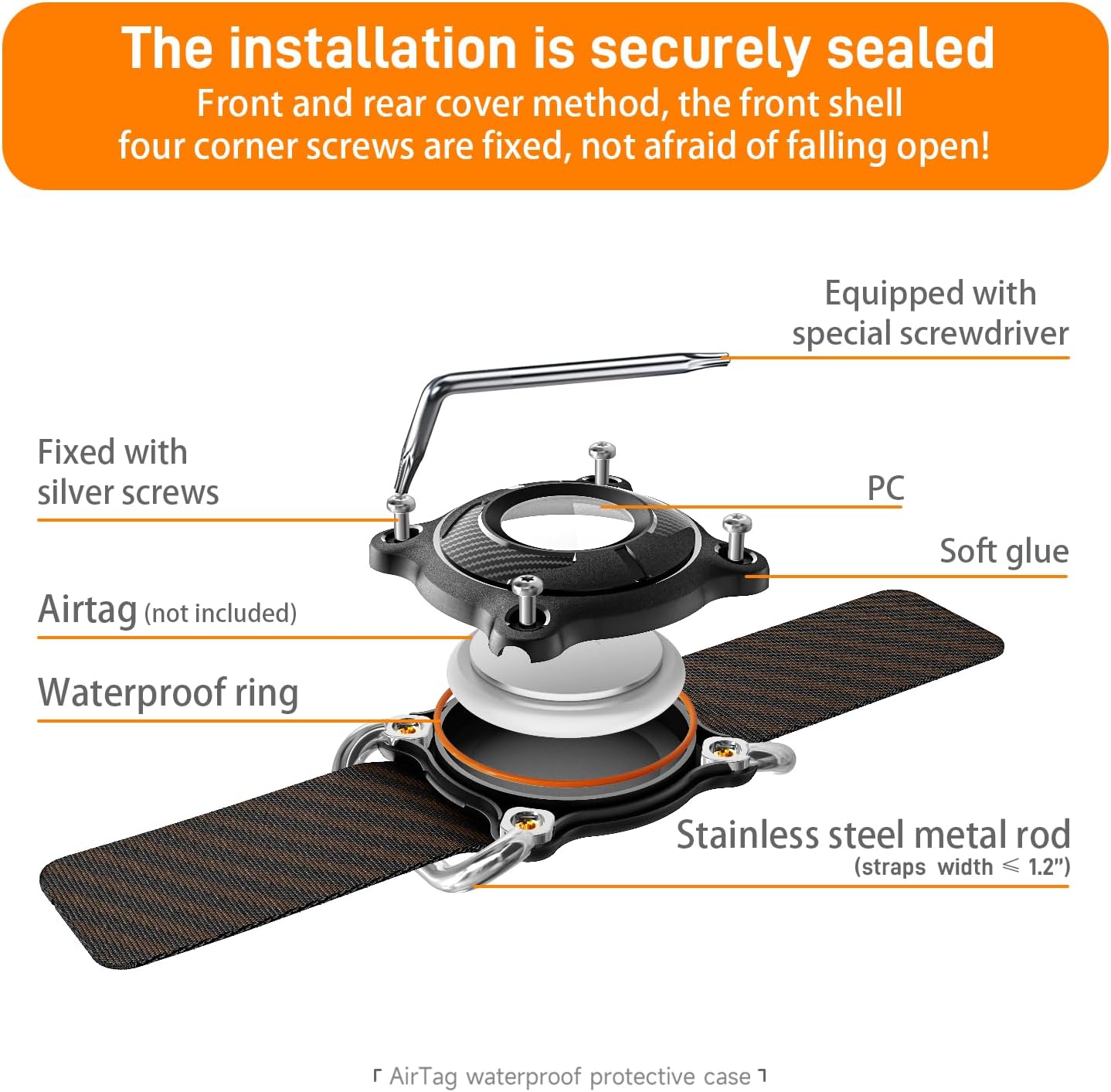 Soporte Airtag para perro resistente al agua 1.2"